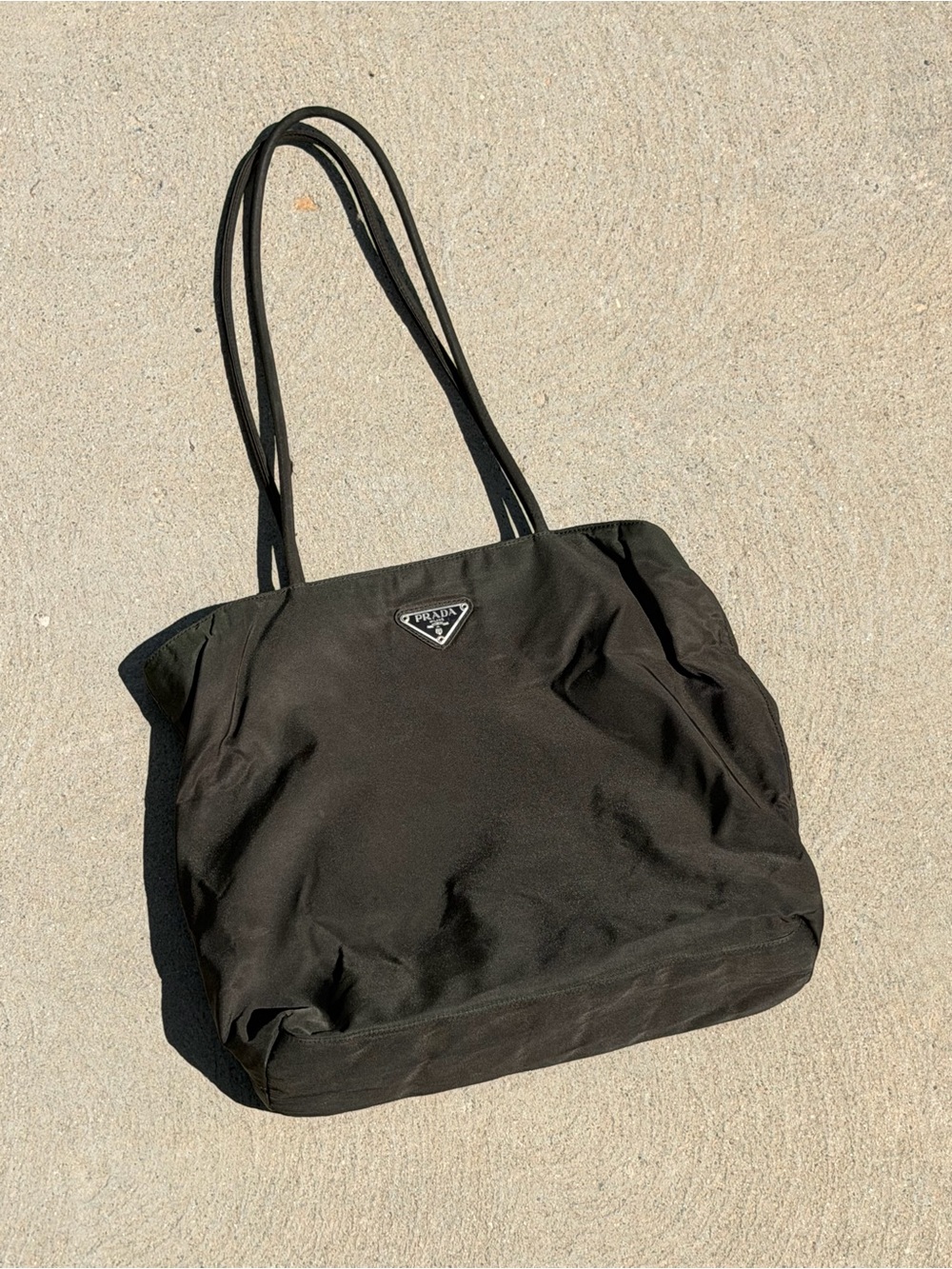 Prada Dark Green Tessuto Nylon Shoulder Tote